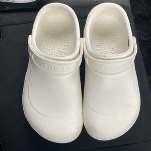 White crocs with grips